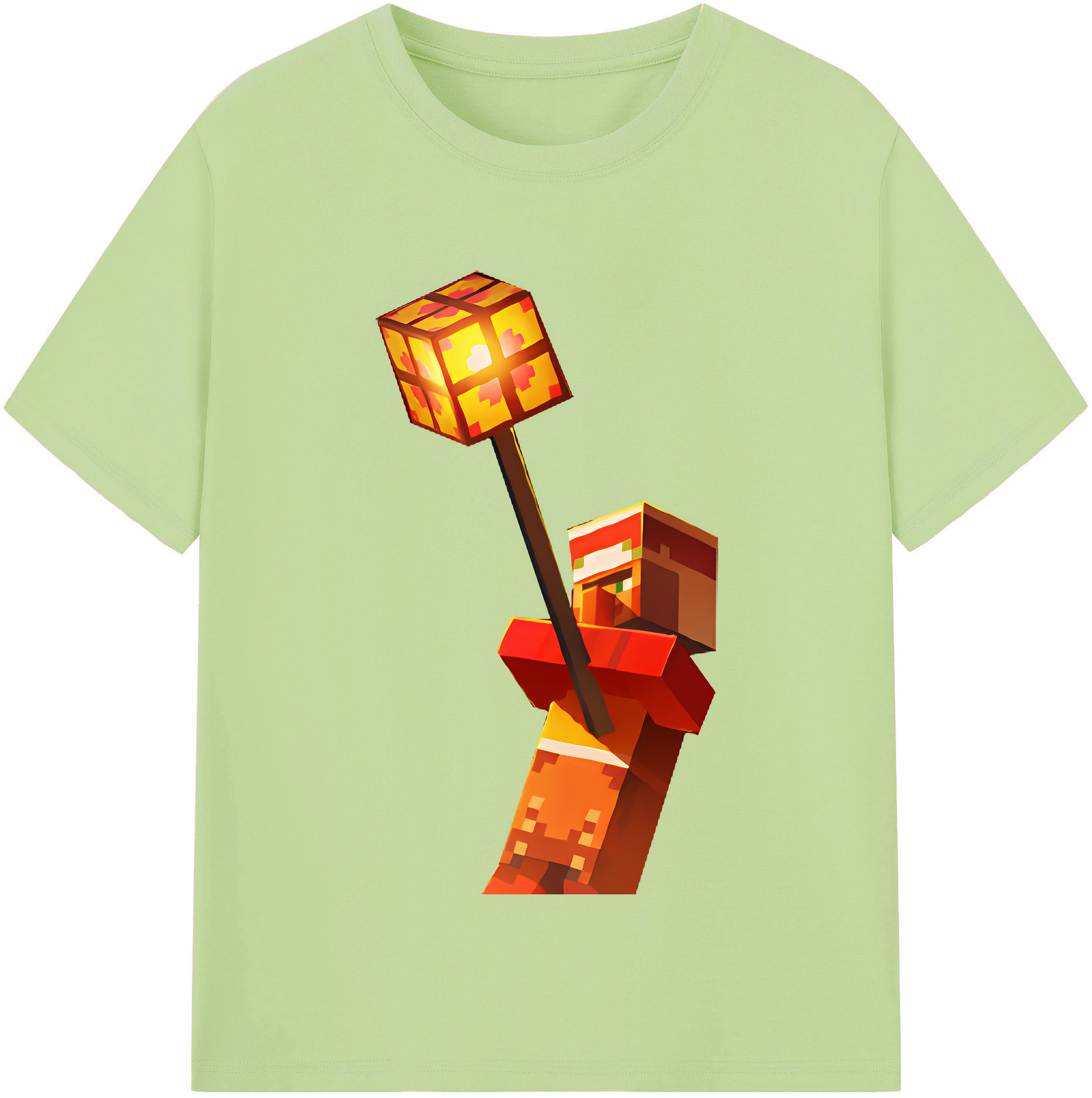 （画像用） マインクラフト ブロックの世界 Minecraft MC Block world 綿100％半袖Tシャツ（フロントプリント）